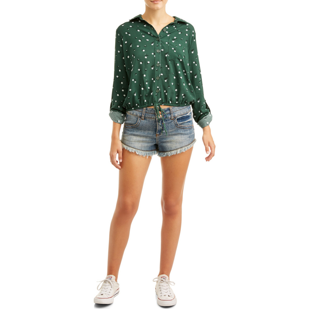 No Boundaries Printed Tie Front Woven Shirt Size XXXL NWT🤩 - Picture 2 of 11